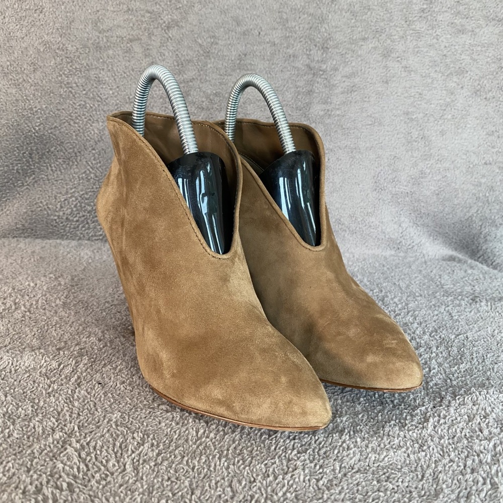 Vince Camuto Women Suede Hansen Ankle Booties 6.5 Pointed Toe Leather Heel Boots